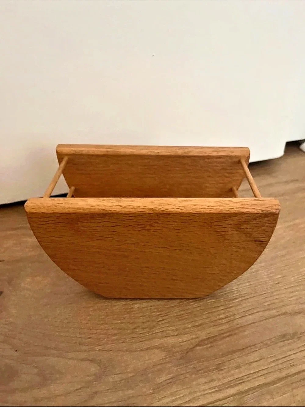 Wooden Napkin Holder Brown Solid Oak Cottage Home Decor Vintage